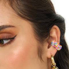 Earcuff Entorchado Tejido Mostacilla Multicolor
