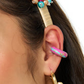 Earcuff Arcilla Morado-Azul Escarcha Dorada