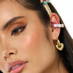 Earcuff Trenzado Violeta Flores Arcilla