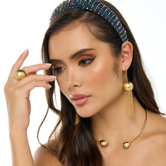 Anillo Esferas Redondo Musa Dorado