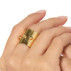 Set Balines Aretes + Anillo Dorados