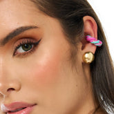 Earcuff Trenzado Fucsia-Azul Escarcha Dorada