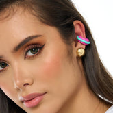 Earcuff Arcilla Doble Fucsia-Turquesa