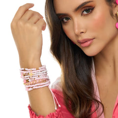 Set De Pulseras Tejida Estrella Rosado Musa