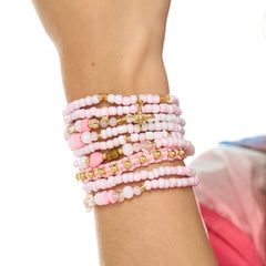 Set De Pulseras Tejida Estrella Rosado Musa