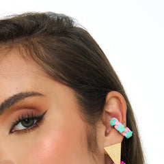 Earcuff Trenzado Rosado Flores Arcilla