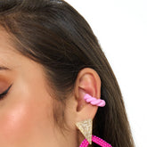 Earcuff Trenzado Rosado Arcilla