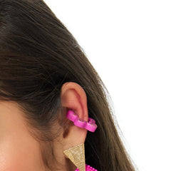 Earcuff Estrella De Arcilla Fucsia-Dorado