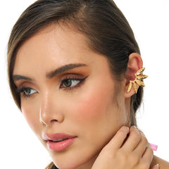 Earcuff X2 Abanicos Dorados