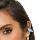 Earcuff Arcilla Doble Azul-Blanco