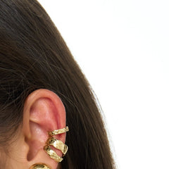 Earcuff X3 Trenzados Visos Dorado