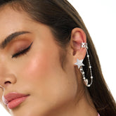 Set Earcuff + Topo Estrellas Plateado