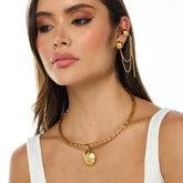 Collar Aro Trenzado Ovalo Dorado