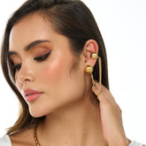 Set Earcuff + Topo Óvalos Cadenas Dorados