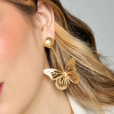 Aretes Mariposa Calada Conexión Balín Dorado