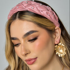 Diadema Trenzada Perlas Conexión Palo De Rosa