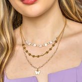 Collar Triple Mariposa Dorado