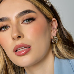 Aretes Candongas Triple Conexión Plateado - Bambú Rosa Joyas y Accesorios