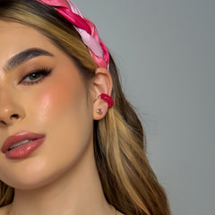 Ear Cuff Entorchado Mostacilla Fucsia