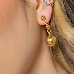 Aretes Triple Esferas Articuladas Dorado