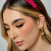 Aretes Triple Esferas Articuladas Dorado