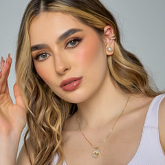 Set Collar y Aretes "Mom" Nacar Dorado