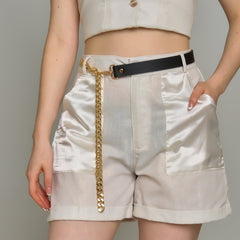 Cinturon Negro Cadenas Dorado