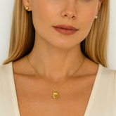 Set Dorado Topo y Collar Obalo Cristal