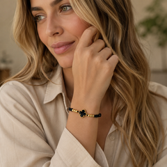 Pulsera Trebol tejida negra colombia