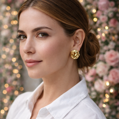 Aretes Maxi Topo Rosa Dorado - Bambú Rosa Joyas y Accesorios