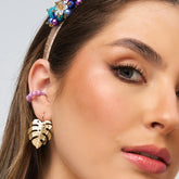 Aretes Gancho Hoja Malanga Mini Dorado - Bambú Rosa Joyas y Accesorios