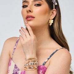 Set De Pulseras Chaquiras Café "Familia" - Bambú Rosa Joyas y Accesorios