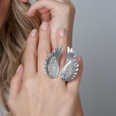 Anillo Alas De Angel Plateado - Bambú Rosa Joyas y Accesorios