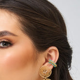 Earcuff Entorchado Dorado-Turquesa - Bambú Rosa Joyas y Accesorios