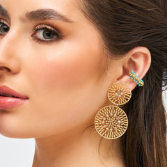 Earcuff Entorchado Dorado-Turquesa - Bambú Rosa Joyas y Accesorios