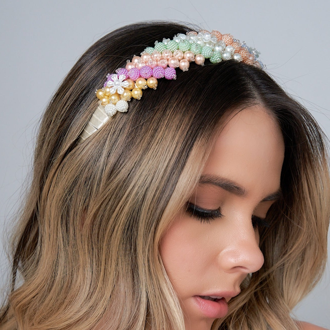 Diadema Tejida Multicolor Boreal - Bambú Rosa Joyas y Accesorios