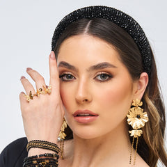 Diadema Cristales Negros Visos - Bambú Rosa Joyas y Accesorios