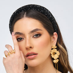 Diadema Cristales Negros Visos - Bambú Rosa Joyas y Accesorios