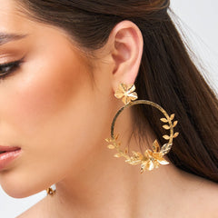 Aretes Flor Aros Primavera Dorado - Bambú Rosa Joyas y Accesorios