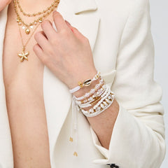 Set Diadema y pulseras Perlas Tejida Blanca