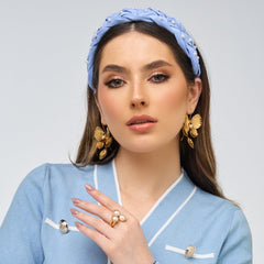 Aretes Gancho Conchas Perla Dorado - Bambú Rosa Joyas y Accesorios