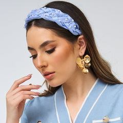 Diadema Perlas Tejido Trenza Azul Primavera - Bambú Rosa Joyas y Accesorios