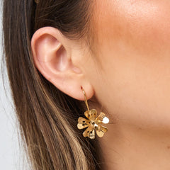 Aretes Ganchos Flor 5 Petalos Mini Dorado - Bambú Rosa Joyas y Accesorios
