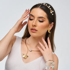 Collar Aro Mariposa Marmol Dorado - Bambú Rosa Joyas y Accesorios