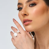 Anillo Doble Circulos Marmolizado Dorado - Bambú Rosa Joyas y Accesorios