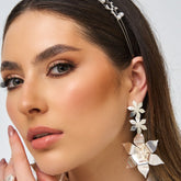 Aretes Perla Primavera Flor Plateado - Bambú Rosa Joyas y Accesorios