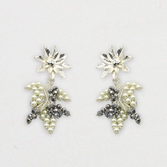 Aretes Girasol Tejido Madres Plateado