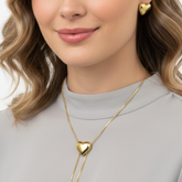 Set Aretes Y Collar Corazón Corbatin Latidos Dorado