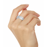 Anillo Argolla Cadena Trenzada Plateado - Bambú Rosa Joyas y Accesorios