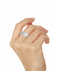 Anillo Argolla Cadena Trenzada Plateado